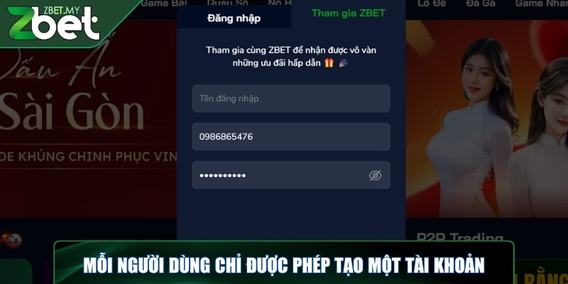 Điều kiện và điều khoản khi tham gia cá cược online tại ZBET 1 Tại ZBET, mỗi người dùng chỉ được phép tạo một tài khoản